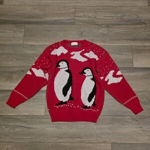 Vtg 80s Penguin 100% Acrylic Carriage Court Sweater